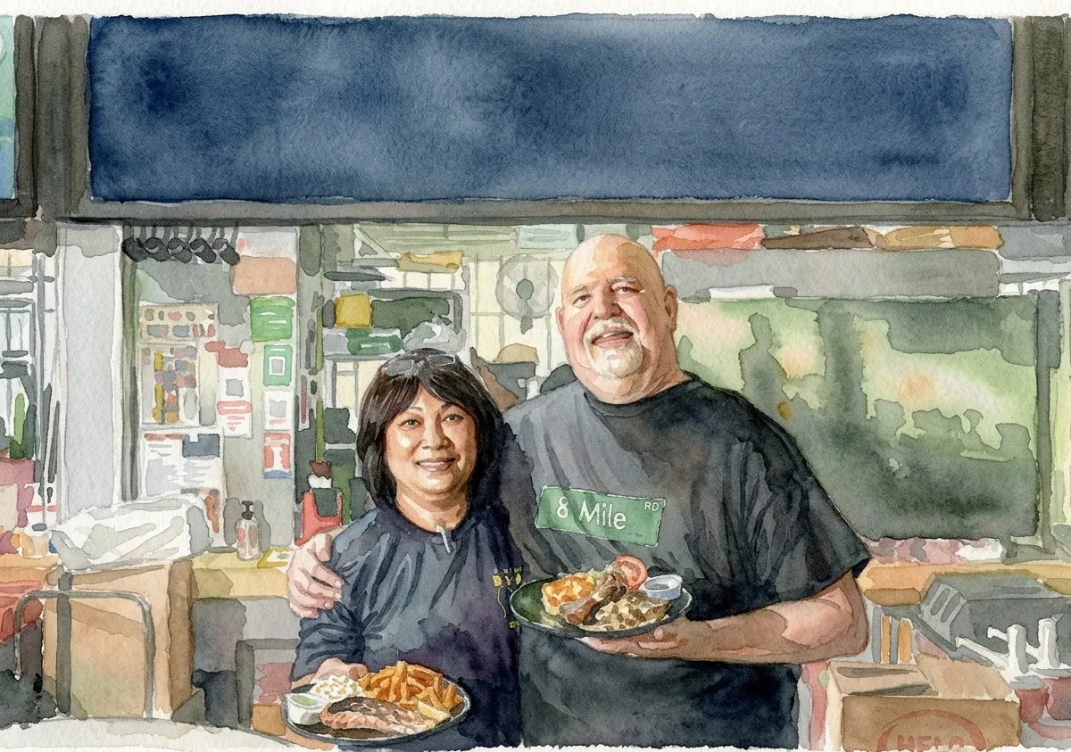 Watercolour illustration for He Took His Own Name Off The Sign. It Took Eight Years To Find Out What That Cost.
