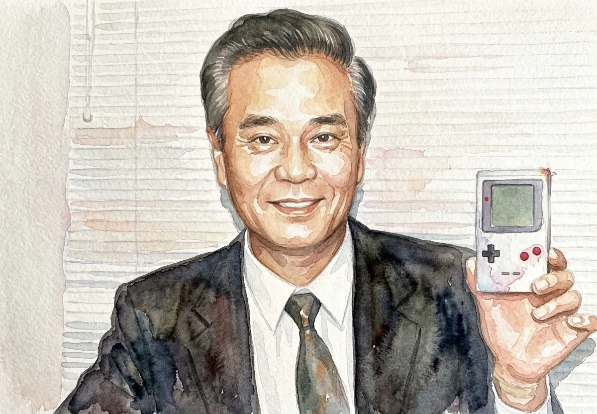 Watercolour illustration for Gunpei Yokoi / Nintendo