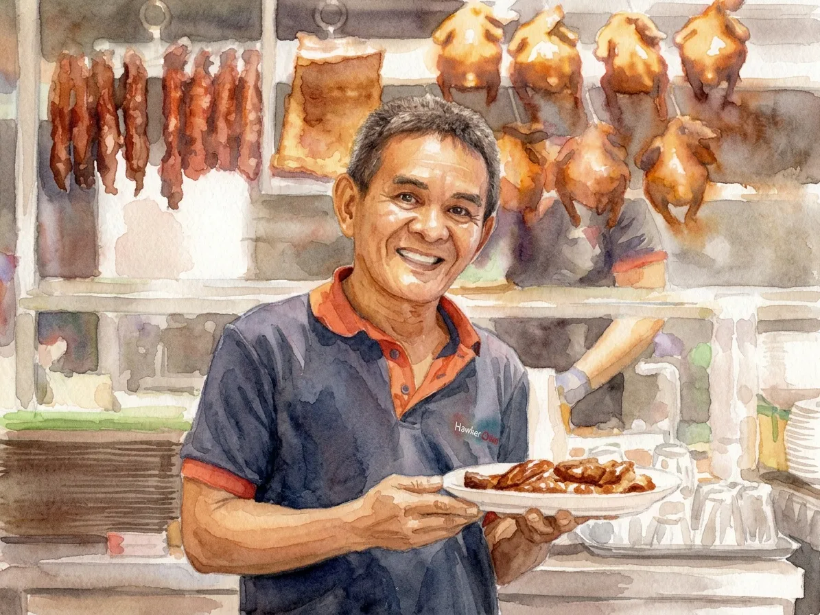 Watercolour illustration for Hawker Chan / Chan Hon Meng