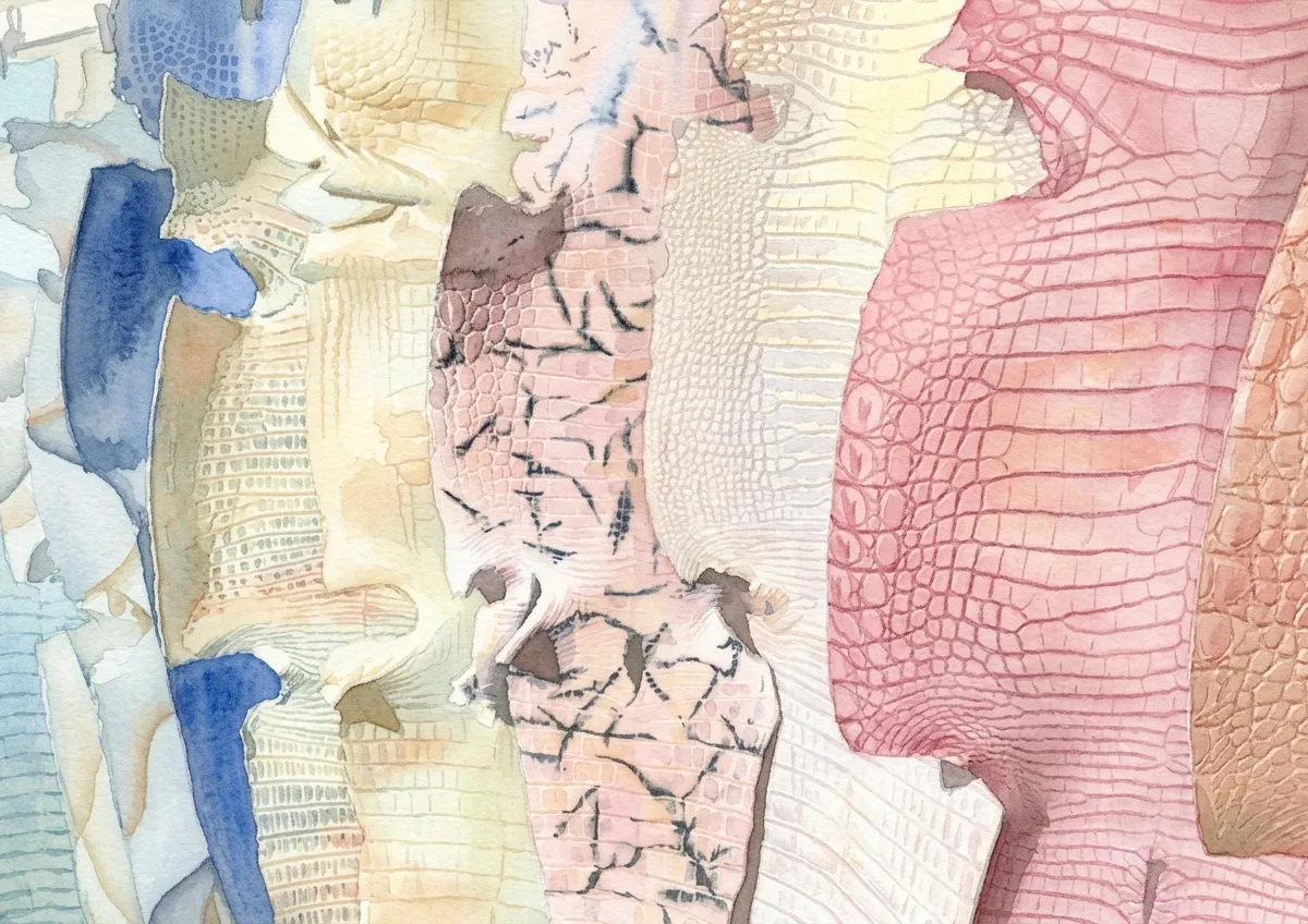Watercolour illustration for LVMH Didn't Buy a Fashion House. It Bought a Crocodile Tannery on Defu Lane.
