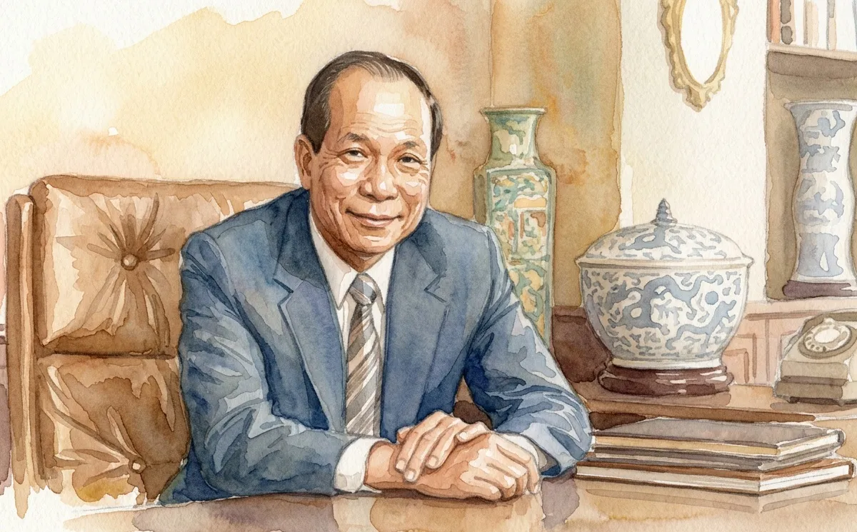 Watercolour illustration for Lim Goh Tong