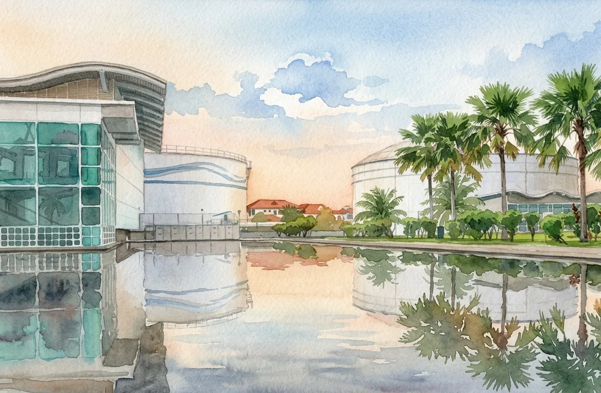 Watercolour illustration for NEWater
