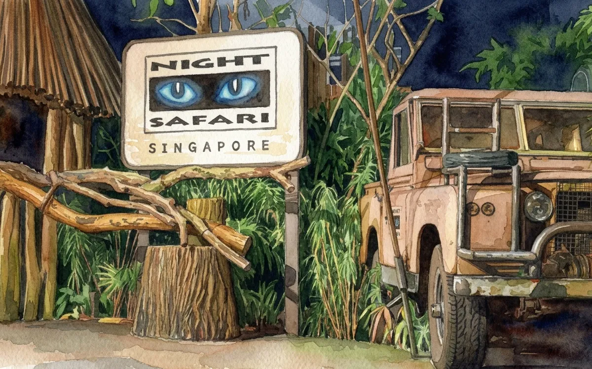 Watercolour illustration for Night Safari