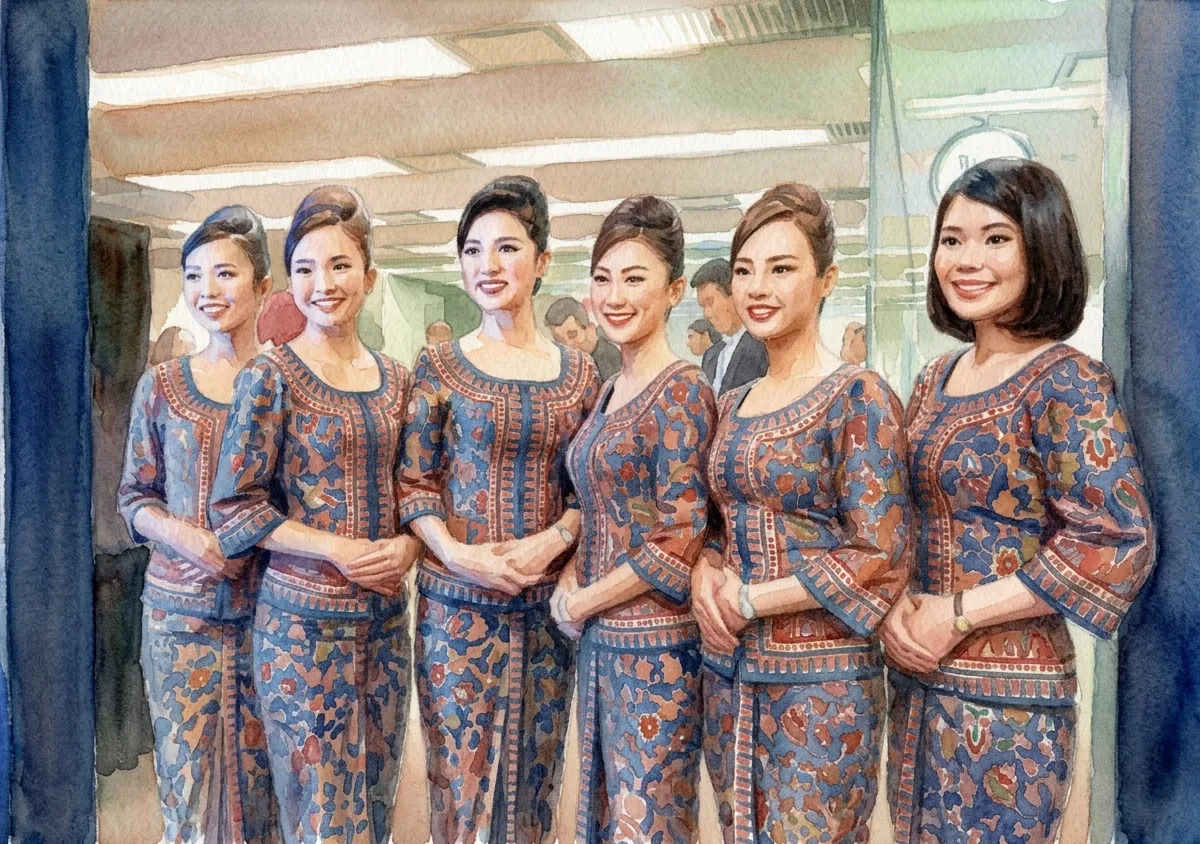 Watercolour illustration for Singapore Airlines