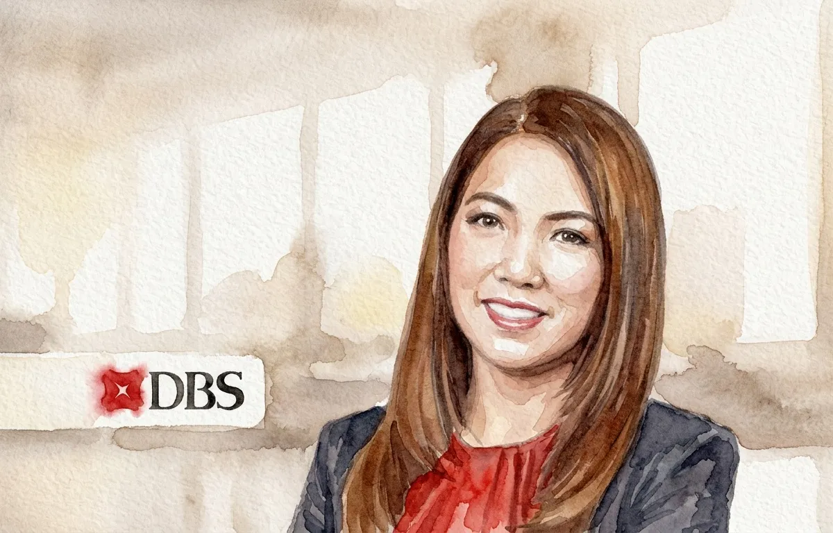 Watercolour illustration for Tan Su Shan / DBS Group CEO