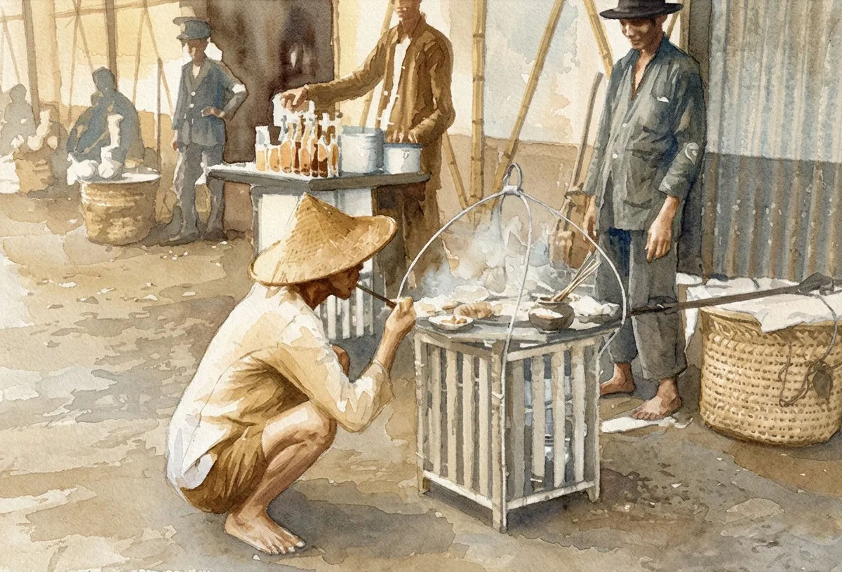 Watercolour illustration for The Man Who Taught His Helper How To Pick A Chicken