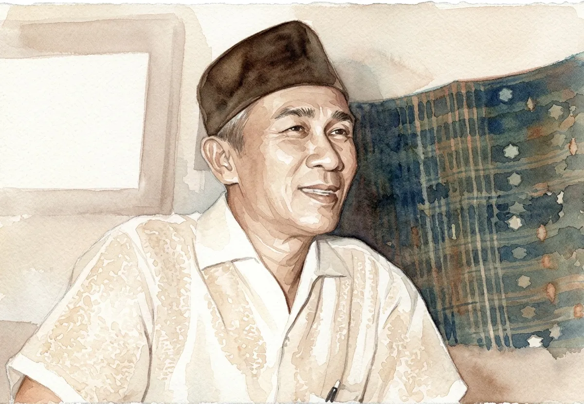 Watercolour illustration for Zubir Said / Majulah Singapura